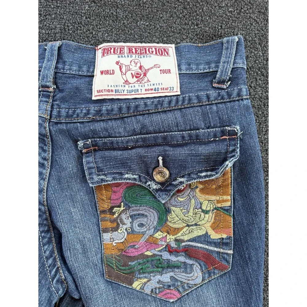 True Religion Billy Super T Jeans 40x33 Made in USA Dragon Embroidery Pocket